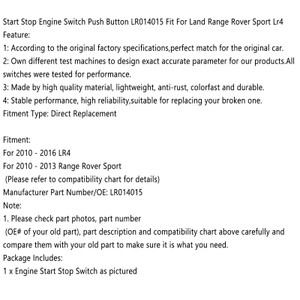 Start Stop Engine Switch Push Button LR014015 Fit For Land Rover Lr4 10-16 Range Rover Sport 10-13