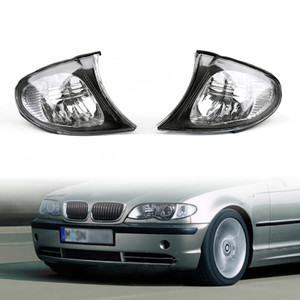 Corner Lights - Crystal Clear W/ Smoke Trim Fit For 2002-2005 BMW E46 3-Series 4DR