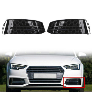 Front Fog Light Cover Fit For Audi A4 B9 S-LINE 2016-2018 Bumper Grille Black