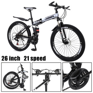 26 Inch 21 Speed Folding Mountain Bike for Sale Full Suspension Speed MTB Bicycle with Bike Lock+Air Pump