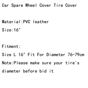 16" Car Spare Wheel Tire Bag Tyre storage Soft Cover 4WD Universal