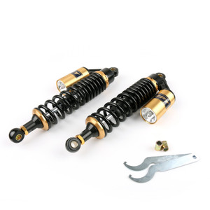 Pair Universal 400mm 15.74inch For Motorcycle Shock Absorber Rear Suspension BLK&GD