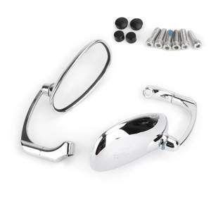 Motorcycle L-bar Retro Oval Rearview Side Mirrors M8 / M10 Pair For GN/ CG Cafe Racer Chopper Cruiser Custom CHR