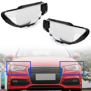 Left & Right Pair Headlight Cover Headlamp Lens Fit For Audi A3 2013-2016 Clear