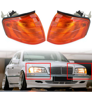 Pair Corner Lights Turn Signal Lamps Fit For Mercedes Benz C Class W202 1994-2000