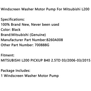 Windscreen Washer Motor Pump 8260A008 For Mitsubishi L200