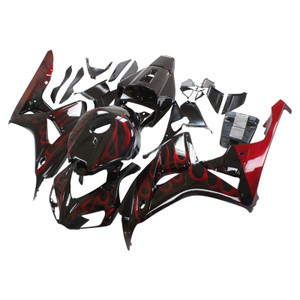 2006-2007 Honda CBR1000RR Black & Red Flame Racing Amotopart Fairings