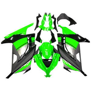Fairings Plastics Kawasaki Ninja 300R EX300R Green Black Ninja Racing (2013-2014-2015)