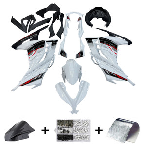 Fairings Plastics Kawasaki Ninja 300R EX300R White Art Ninja Racing (2013-2014-2015)