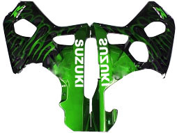 Fairings Suzuki GSXR 1000 Black & Green Flame Racing  (2000-2002)