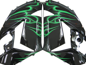 2006-2011 Kawasaki ZX14R Amotopart Fairings Black & Green Flame Ninja ZX14R Racing