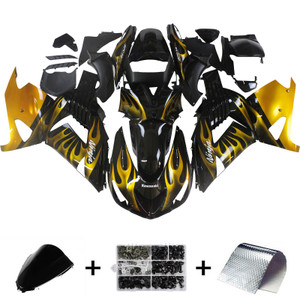 Fairings Kawasaki ZX14R Black & Gold Flame Ninja Racing (2006-2011)