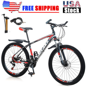 27.5 inches Mountain Bike 21 Speed Bikes Bicycle MTB Black&Red with Bike Lock+Air Pump