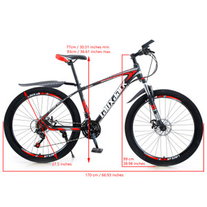 27.5 inches Wheels Adults Mountain Bike 21 Speed Bikes Bicycle MTB Black&Red