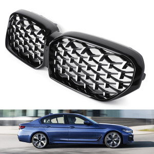 Chrome Gloss Black Front Grill Grille W/Camera Fit BMW 5-Series G30 G31 21-22