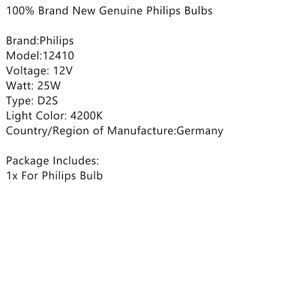 For Philips HID Xenon Headlight Bulbs D5S 12V25W 4200K Scrap parts