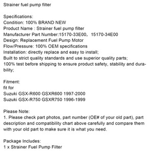 Areyourhsop Strainer fuel pump filter for Suzuki GSXR600 GSXR750 #15170-33E00