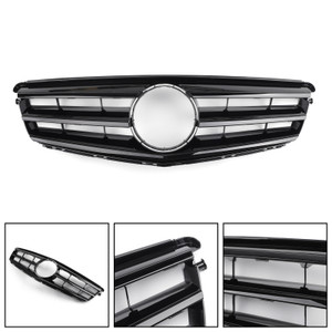 2008-2014 Benz C Class W204 C300 C350 LED Black Chrome Front Grill Grille Generic