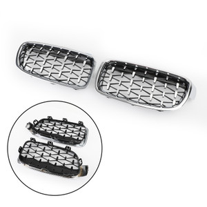 Pair Front Kidney Chrome Diamond Grille Grills fit BMW F30 328i 335i 2012-2016