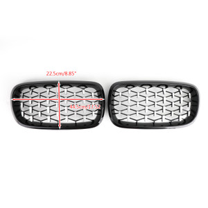 2PCS Meteor Chrome/Black Front Kidney Grille Grill Fit 2014 - 2016 BMW X5 F15