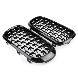 2PCS Meteor Chrome/Black Front Kidney Grille Grill Fit 2014 - 2016 BMW X5 F15