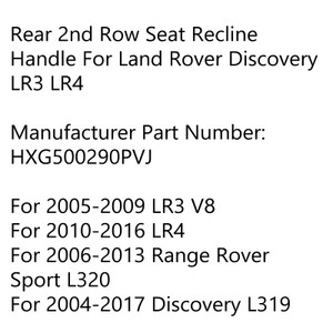 Rear 2nd Row Seat Recline Handle For Land Rover Discovery LR3 LR4 2004-2017
