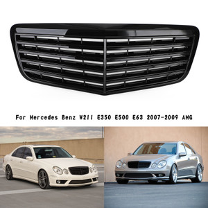 2007-2009 Mercedes Benz W211 E350 500 AMG Front Bumper Grille Grill Gloss Black