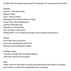 Tail light LED Conversion Harness PNP For Silverado LTZ / Sierra Denali 16-2018