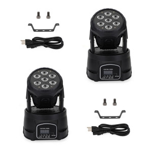 2Pcs 7 x10W Moving Head Stage Light 70W 7 LED RGBW DMX DJ Stage Party Lighting