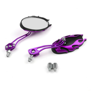 8MM 10MM Universal CNC Machined Mirrors Oval Flame Purple