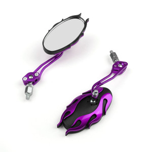 8MM 10MM Universal CNC Machined Mirrors Oval Flame Purple