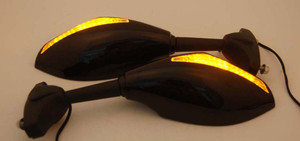 Universal Mirrors with LED Turn Signal for Honda, Kawasaki, Suzuki, Yamaha, Ducati, Black