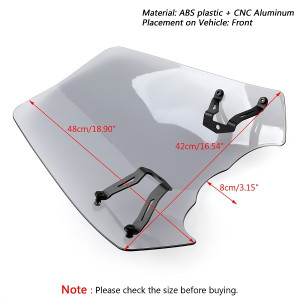 Windscreen Windshield Screen w/Bracket For 2015-2020 Kawasaki Vulcan S EN 650 GR Generic