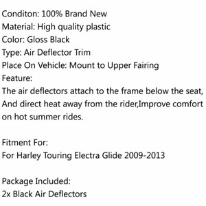 Black Mid-Frame Air Heat Deflector Trim Shield For Harley Touring Street Glide