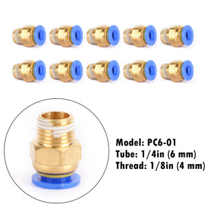 10x Pneumatic 1/4" Tube X 1/8" NPT Male Connector Push In To Air Connect Fitting