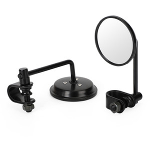 4" Short Stem Round Clamp On Universal Mirror Black Chopper Scooter Cafe Racer