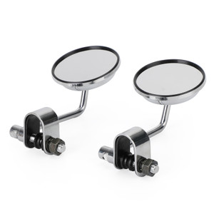 4" Short Stem Round Clamp On Universal Mirror Chrome Chopper Scooter Cafe Racer