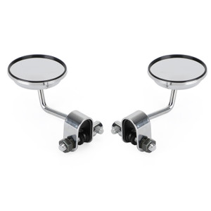 4" Short Stem Round Clamp On Universal Mirror Chrome Chopper Scooter Cafe Racer