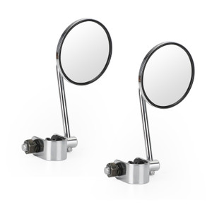 Old style Clamp On 3" Round Chrome Mirrors For Cafe Racer Chopper Bobber