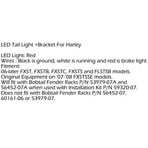 Tri-Bar Fender LED Tail Light Bracket Harley FXST FXSTB FXSTC Softail, Black