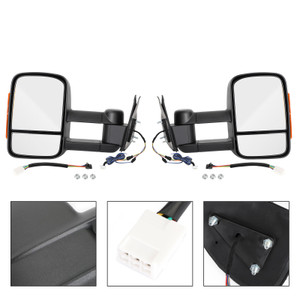 Pair of Electric Extendable Towing Mirrors for Toyota Hilux 2005-2011 Black