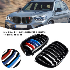 Pair M-Color Kidney Grill Grille 51138469959 fit BMW G01 X3 G02 X4 Gloss Black