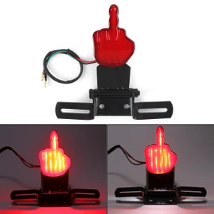 Middle Finger LED Break Tail Light Taillamp Plate for Harley Chopper Bobbe, Red