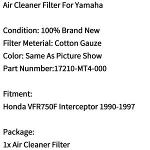Air Filter Cleaner Element For Honda VFR750F Interceptor 1990-1997 17210-MT4-000