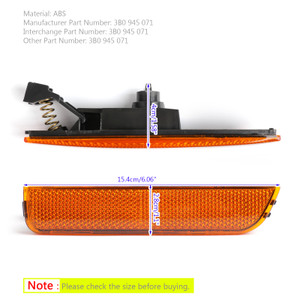 Left Amber Front Bumper Side Marker Lights For 2001-2005 VW Passat B5.5