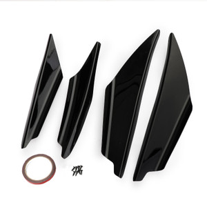 4pcs Universal Gloss Bk Car Front Bumper Fins Body Splitter Spoiler Canards