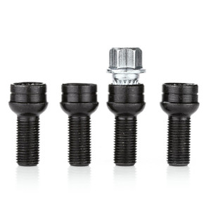 4+1 Set 17mm Black Wheel Bolt & Lock Lug Nut For VW Golf Beetle Passat Audi