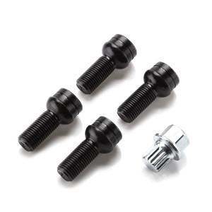 4+1 Set 17mm Black Wheel Bolt & Lock Lug Nut For VW Golf Beetle Passat Audi