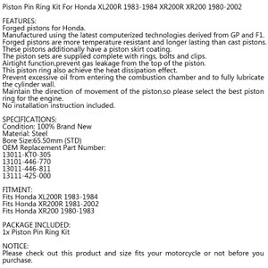 STD 65.50mm 13011-446-811 Piston Kit Fits Honda XL200 XR200R XR200 1980-2002 UE Generic