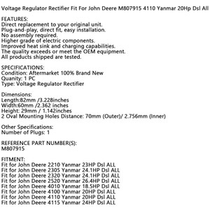 Regulator Rectifier Fit For John Deere 2210 Yanmar 23Hp 4100 Yanmar 20Hp Dsl All